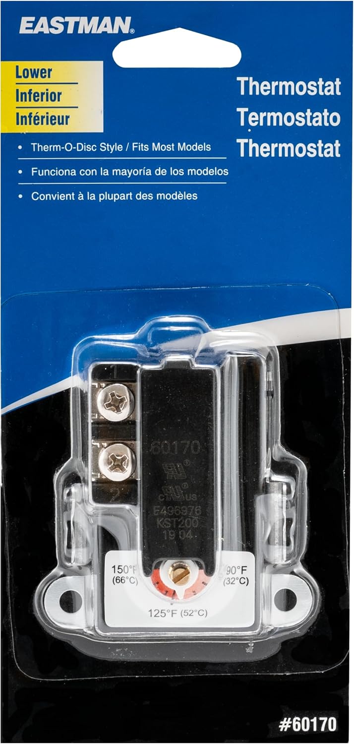 Eastman Double Throw Lower Element Thermostat for Water Heaters, Black, 60170N