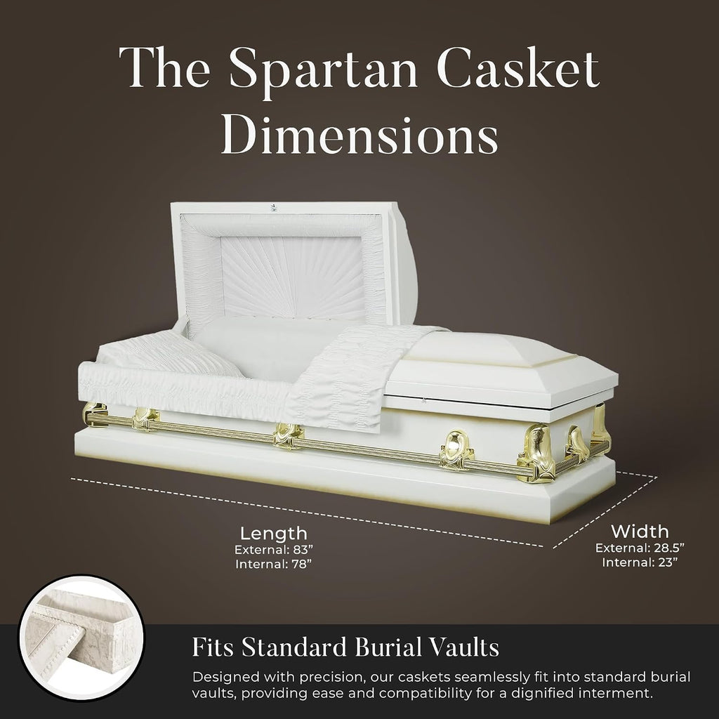 Spartan Collection Funeral Casket White w/White Interior