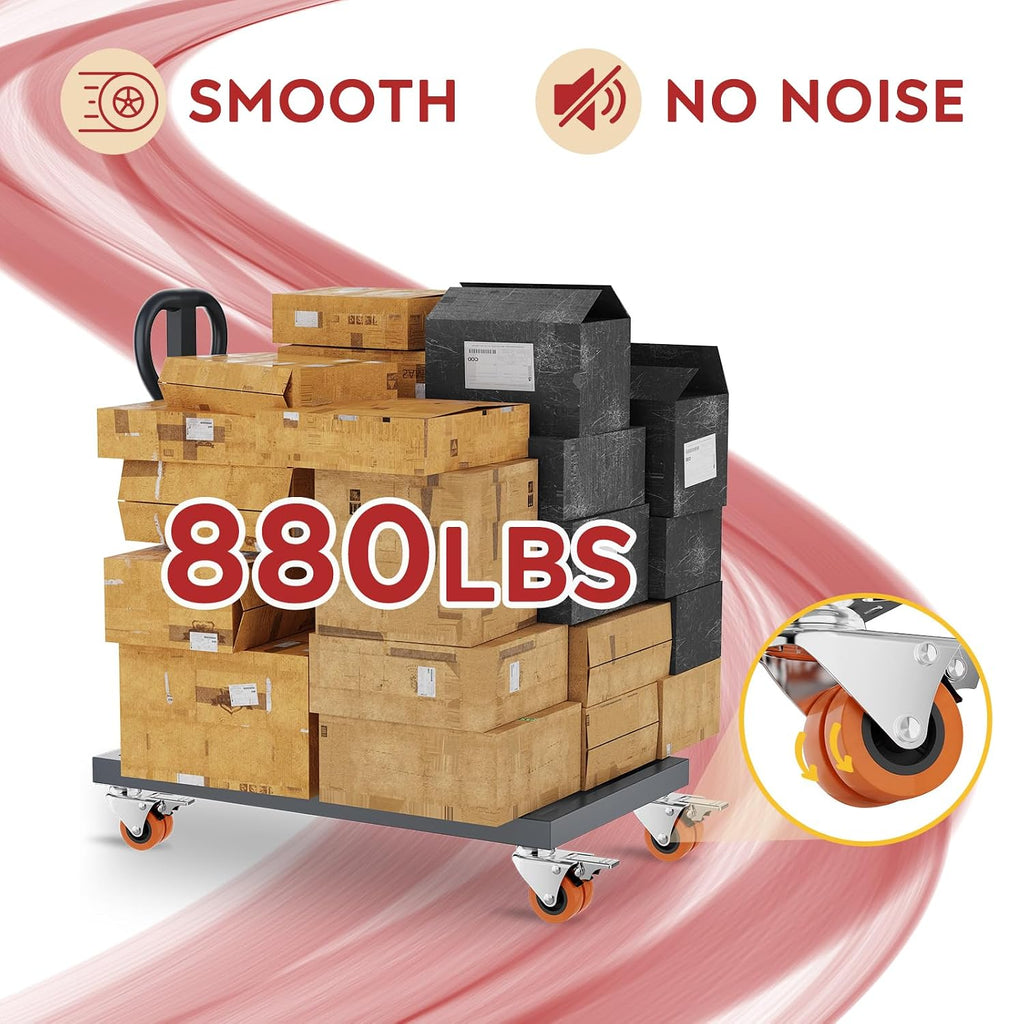 2 Inch Heavy Duty Caster Wheels Set of 4 Locking Plate | 880lb, 360° Swivel, TPR Floor-Safe, Industrial Casters