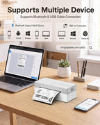 Shipping Label Printer Bluetooth 4x6 Thermal Label Printer, White