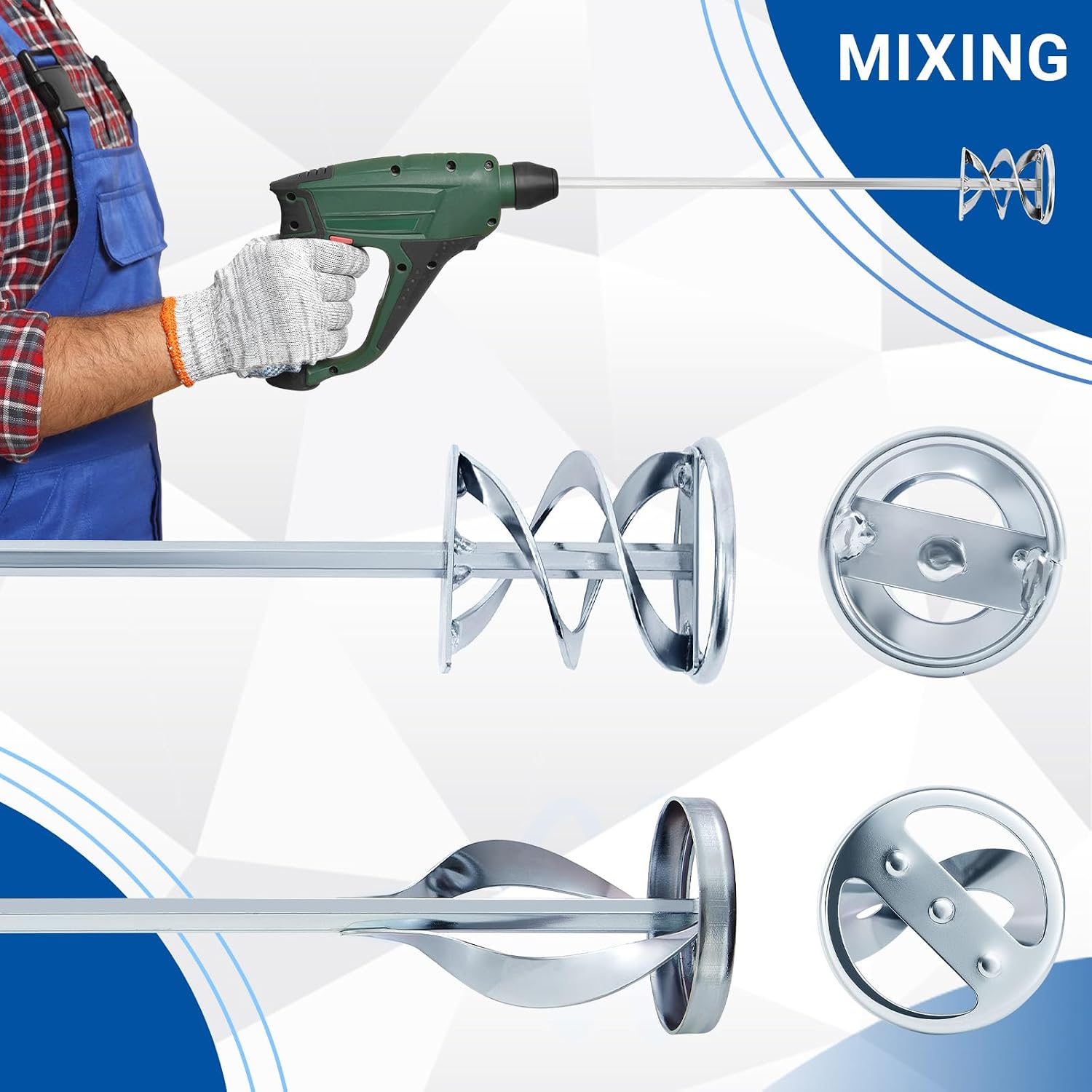 Set of 2 Paint Mixer for Drill Painting Mixer Stirrer Drill Attachment, 15.7" Mixing Paddles and 2.3" Mixing