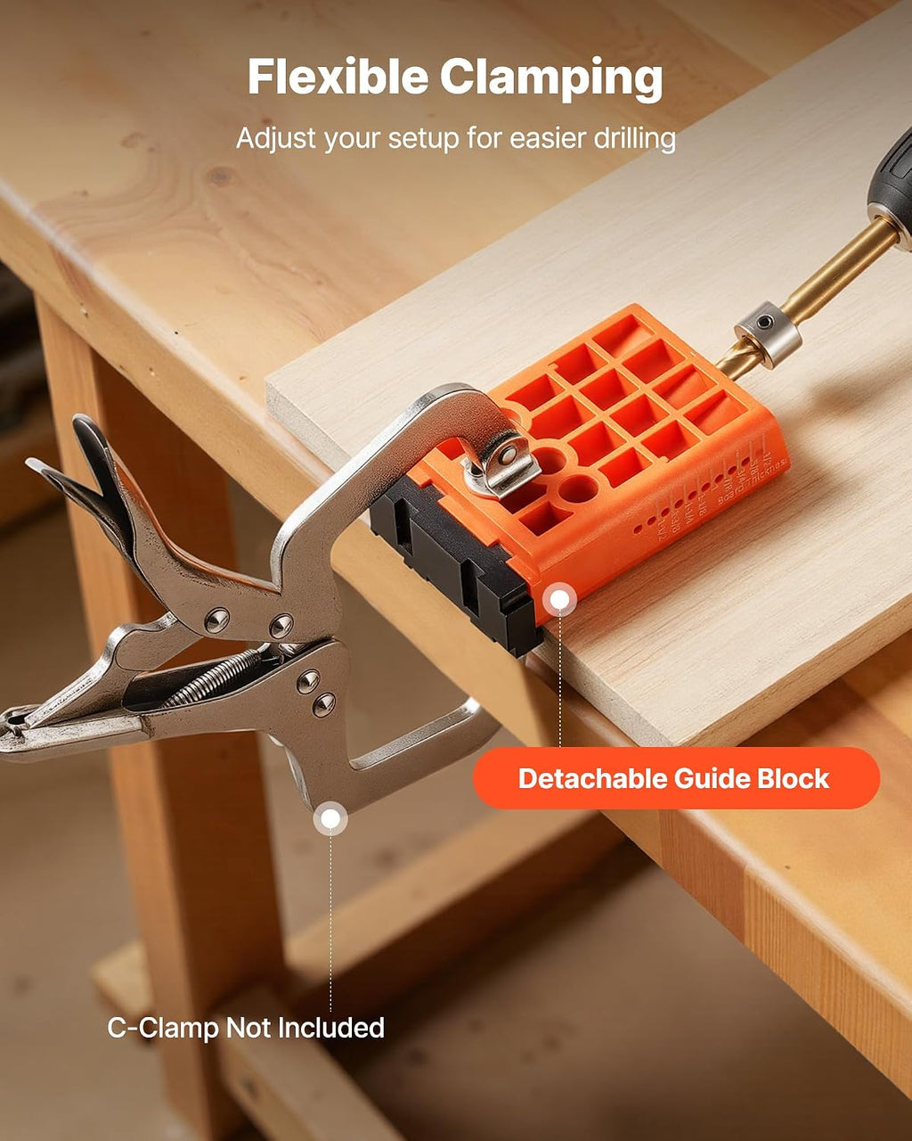 Pocket Hole Jig Kit, 1/2" to 1-1/2" Adjustable, Lightweight Jig Pocket Hole System with Dust Collection Adapter