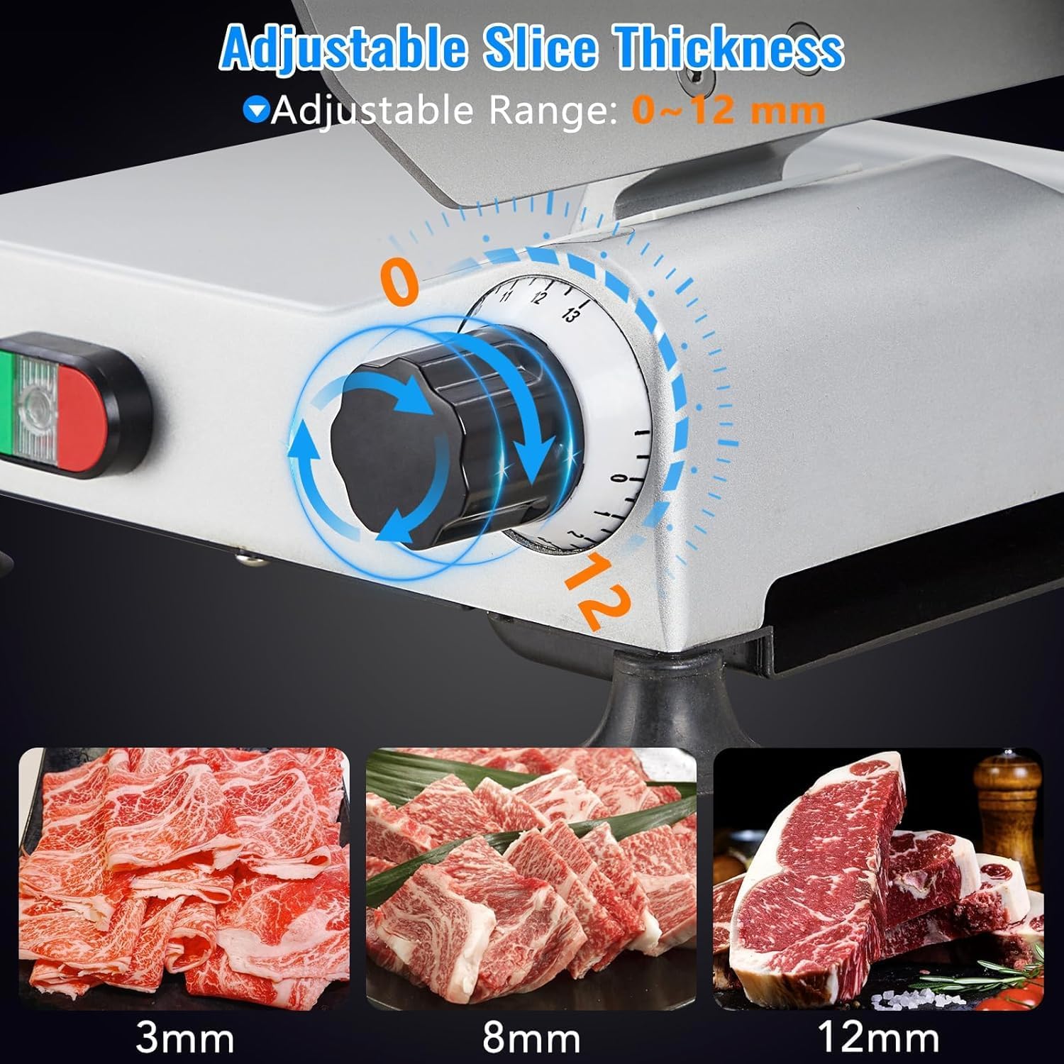 Meat Slicer With 10" Round Steel Blade,240W Electric Food Slicer With Built-In Sharpening Stone,Adjustable Thickness