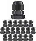 MGI SpeedWare 1/2" NPT Strain Relief Nylon Cord Grip Cable Glands, Black Plastic Grommet 20-Pack