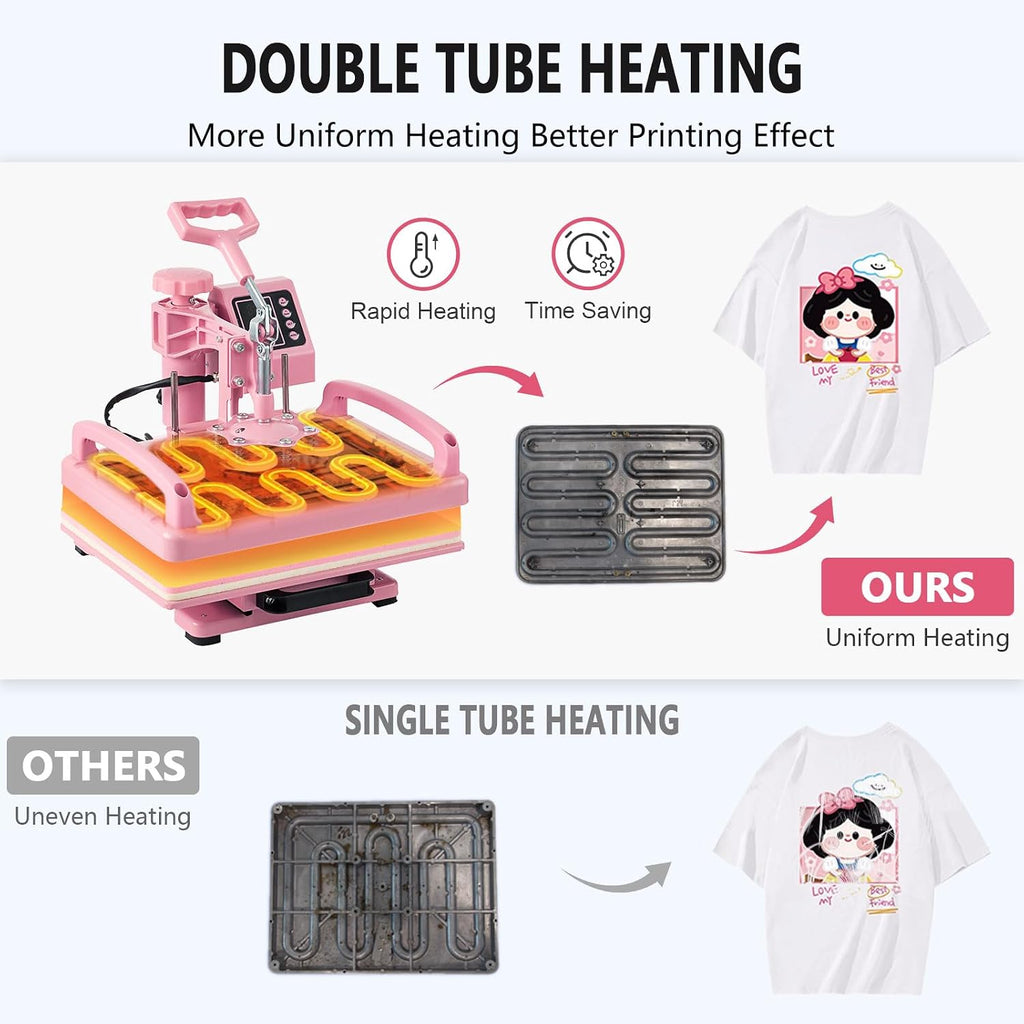 Heat Press 15x15 inch, Heat Press Machine for T-Shirts, 5 in 1 Heat Press Machine with 30 OZ Tumbler Press, Combo