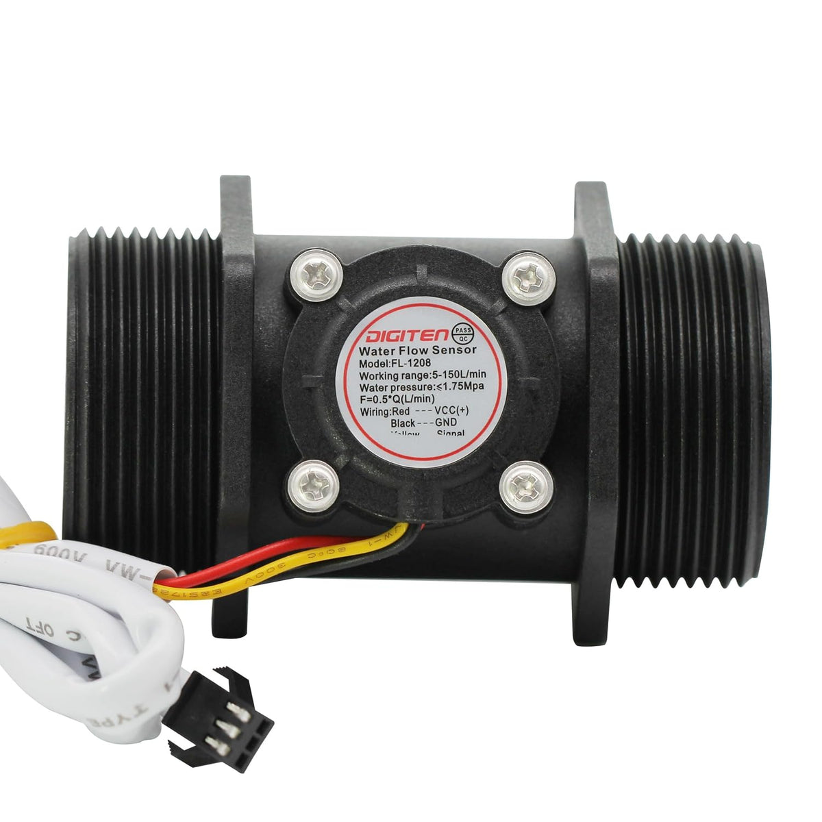 DIGITEN G1.5" Water Flow Sensor, Hall Effect Sensor Flow Meter Flowmeter Control 5-150L/min - Arduino, Raspberry Pi, and Reverse Osmosis Filter Compatible