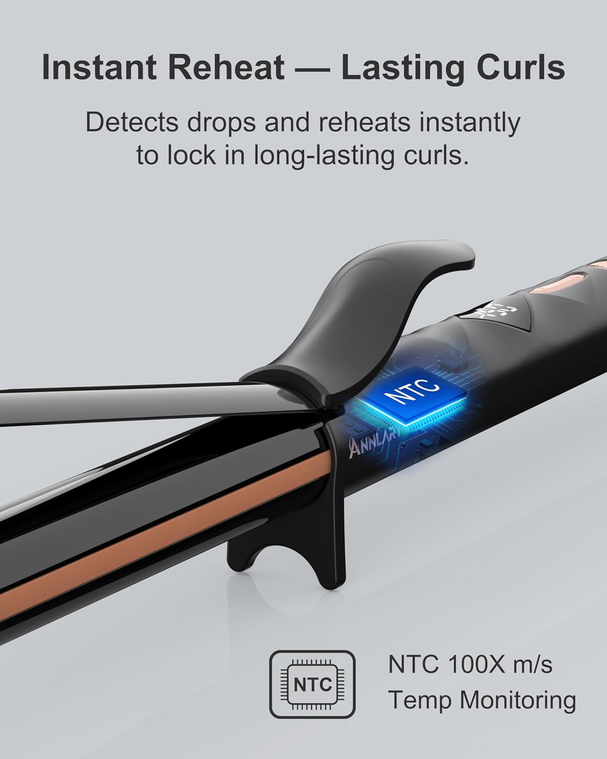 1 Inch Curling Iron, Titanium Ceramic Hair Curler, Fast Heating Curling Wand with 8 Heat Settings with LED Display