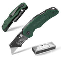Folding Utility Knife G10 Handle with Stainless Steel Head, Quick-change Blade & Back Lock, Heavy Duty Box Cutter