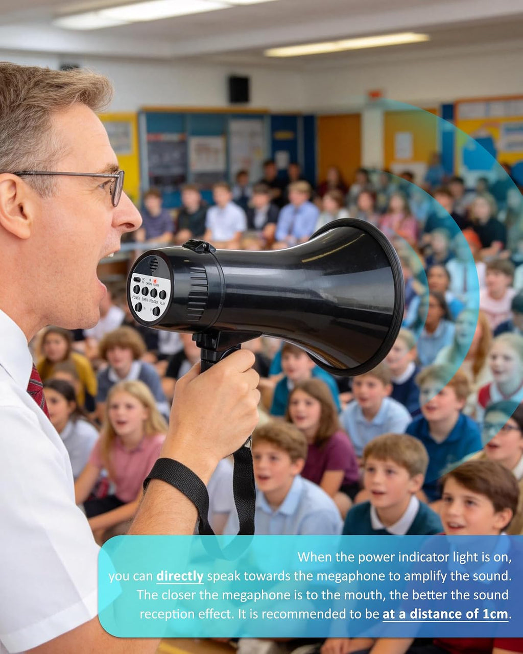 20W Rechargeable Megaphone Speaker Built in 240s Recording & Siren, Up to 300ft Voice Range/650ft Siren