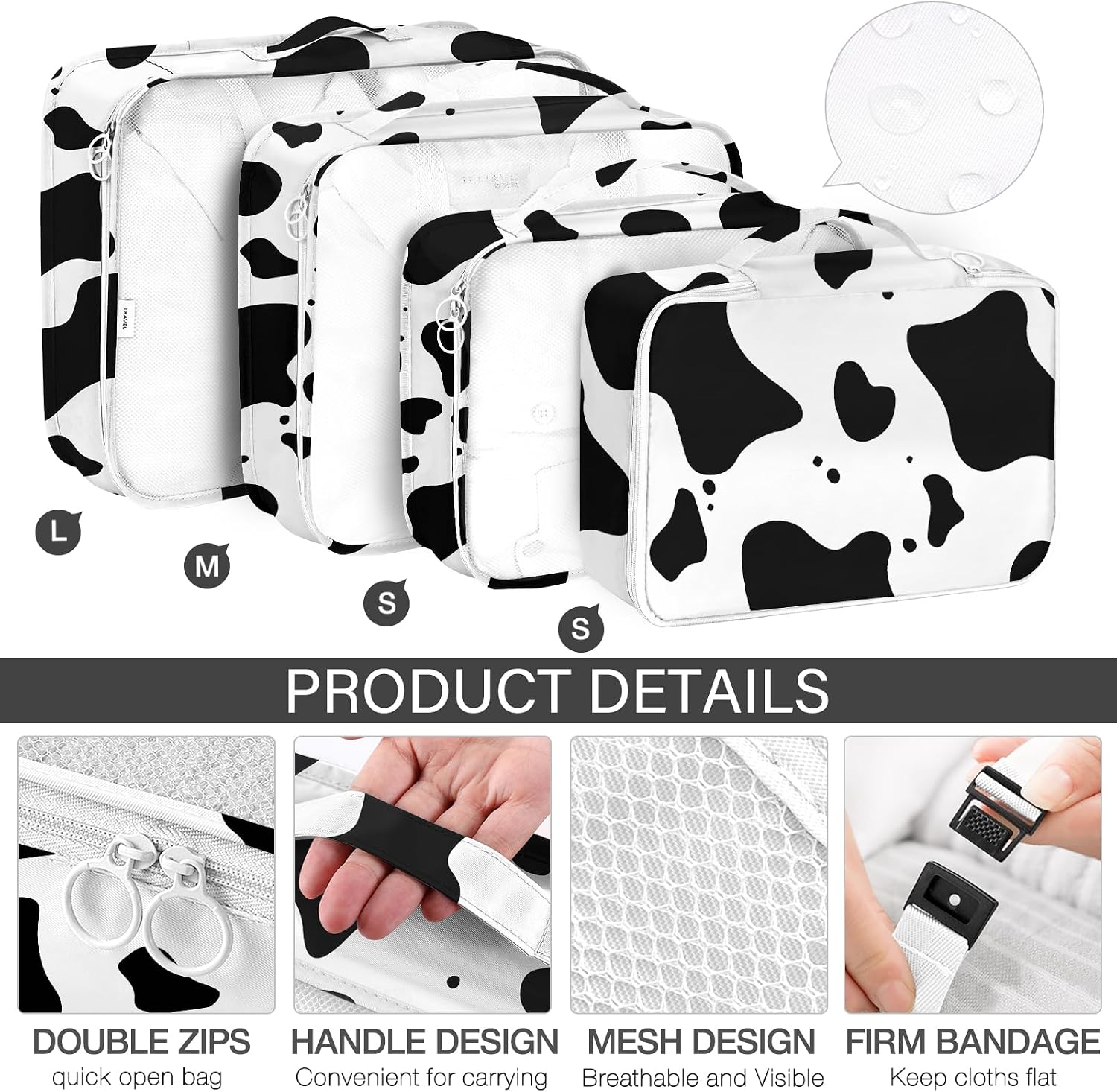 8 Set Packing Cubes for Travel, Luggage Packing Organizers Accessories Large Toiletries Bag for Clothes Shoes