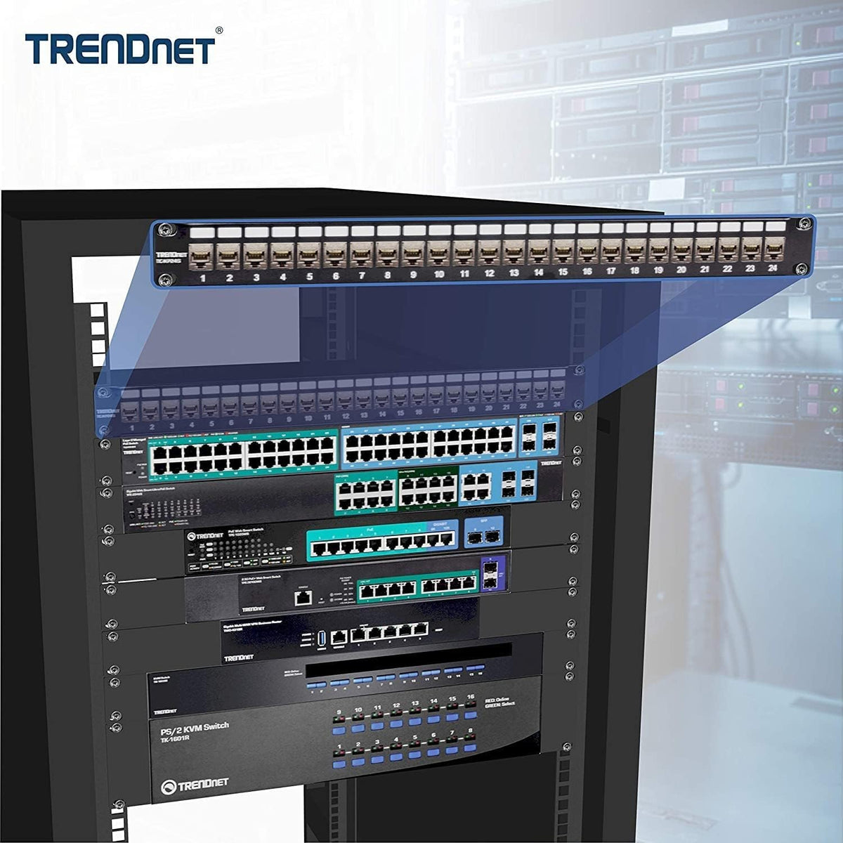 TRENDnet 24-Port Blank Keystone Shielded 1U Patch Panel,TC-KP24S