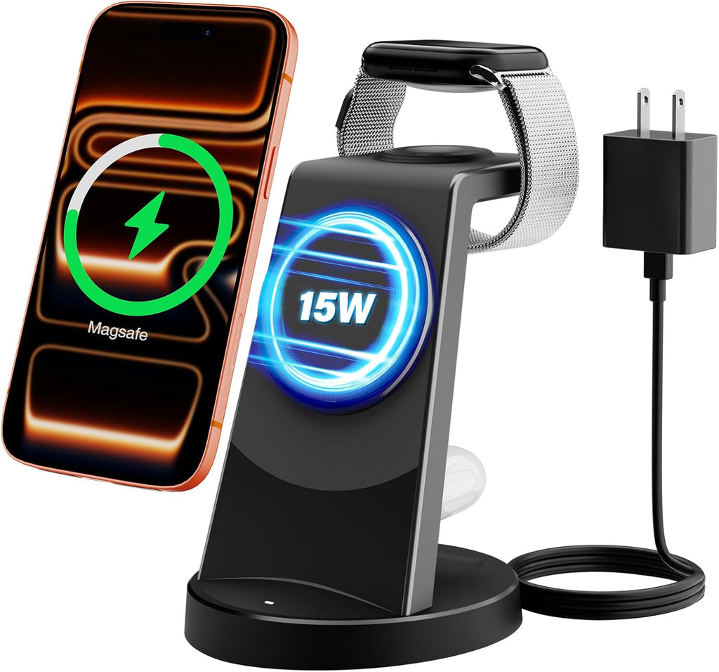 MagSafe Charger 15W Magnetic 3-in-1 Wireless Charging Station for Apple | Phone and Watch Charger for Apple Multiple