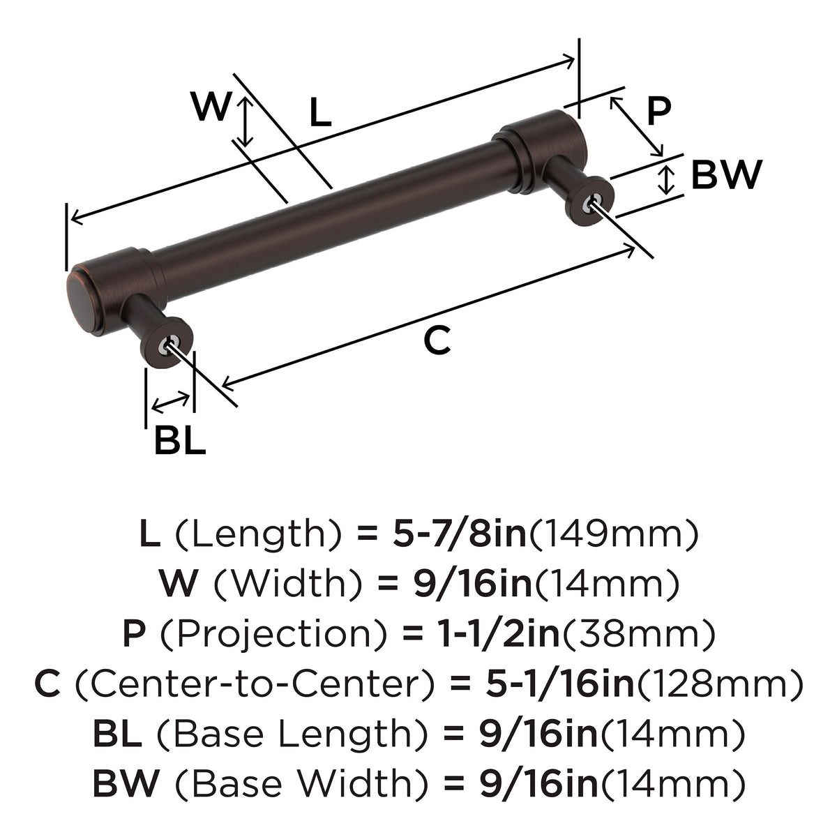5-1/16" Faircrest Oil-Rubbed Bronze Drawer Pull