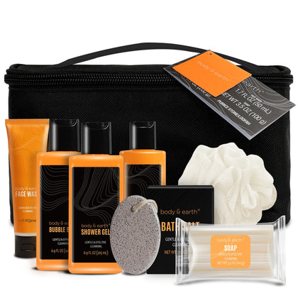 Gift Baskets for Men Bath Set Citrus Scented Mens Gift Sets with Face Wash, Shower Gel, Body Lotion, Bubble Bath