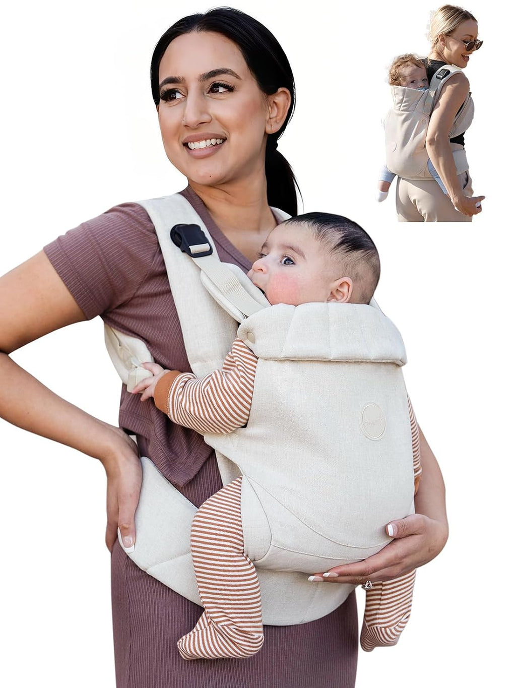 Baby Carrier, One-Click Release Clasp for Easy to Wear, Cozy Wraps Carrier Newborn to Toddler with Head