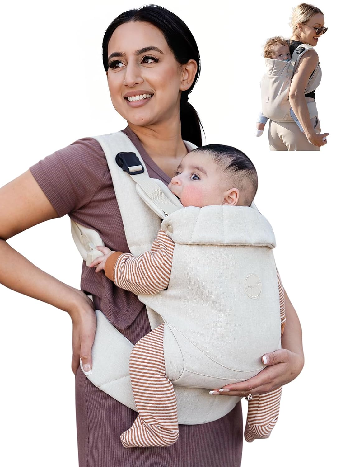 Baby Carrier, One-Click Release Clasp for Easy to Wear, Cozy Wraps Carrier Newborn to Toddler with Head