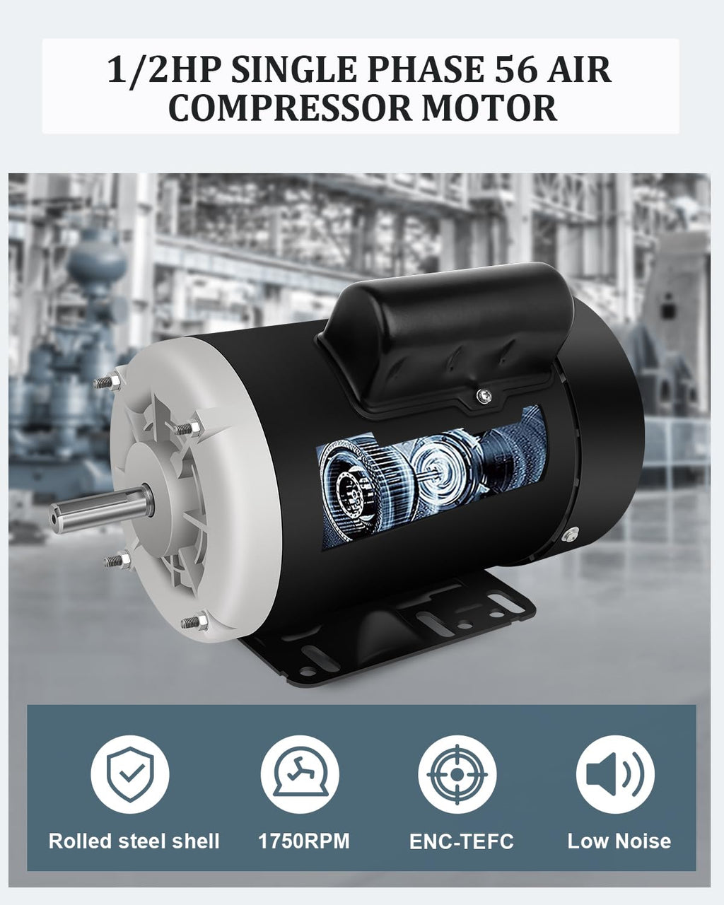 1/2HP Electric Farm Duty Motor Single Phase 1750RPM 115/230V TEFC CW/CCW