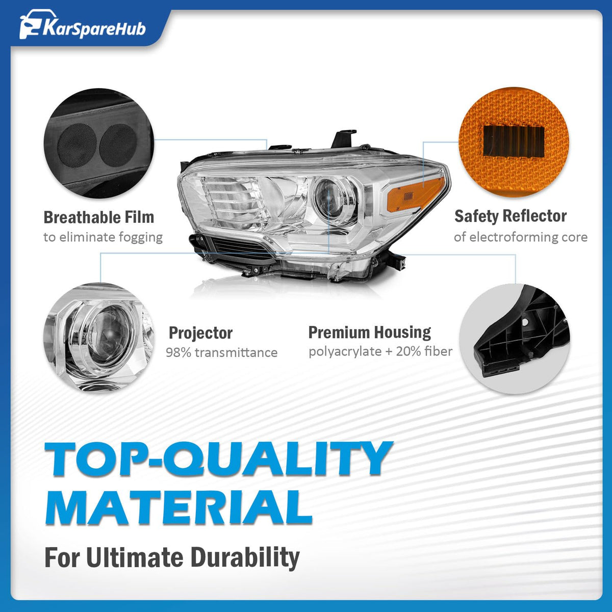 Headlights Assembly with Bulbs for 2016-2023 Toyota Tacoma