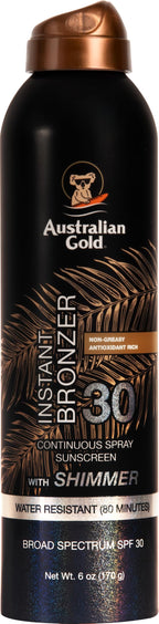 Sunscreen Spray SPF 30 | Instant Bronzer & Shimmer, 6 Fl Oz