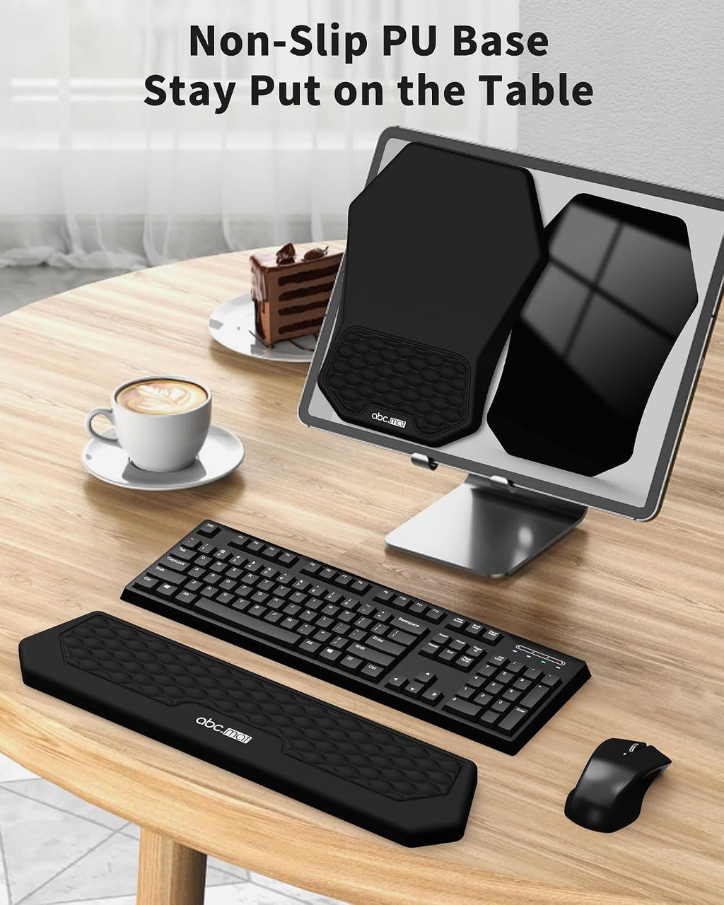 Ergonomic Mouse Pad Wrist Rest and Keyboard Wrist Rest Support Set | Massage Design Mousepad for Carpal Tunnel Pain
