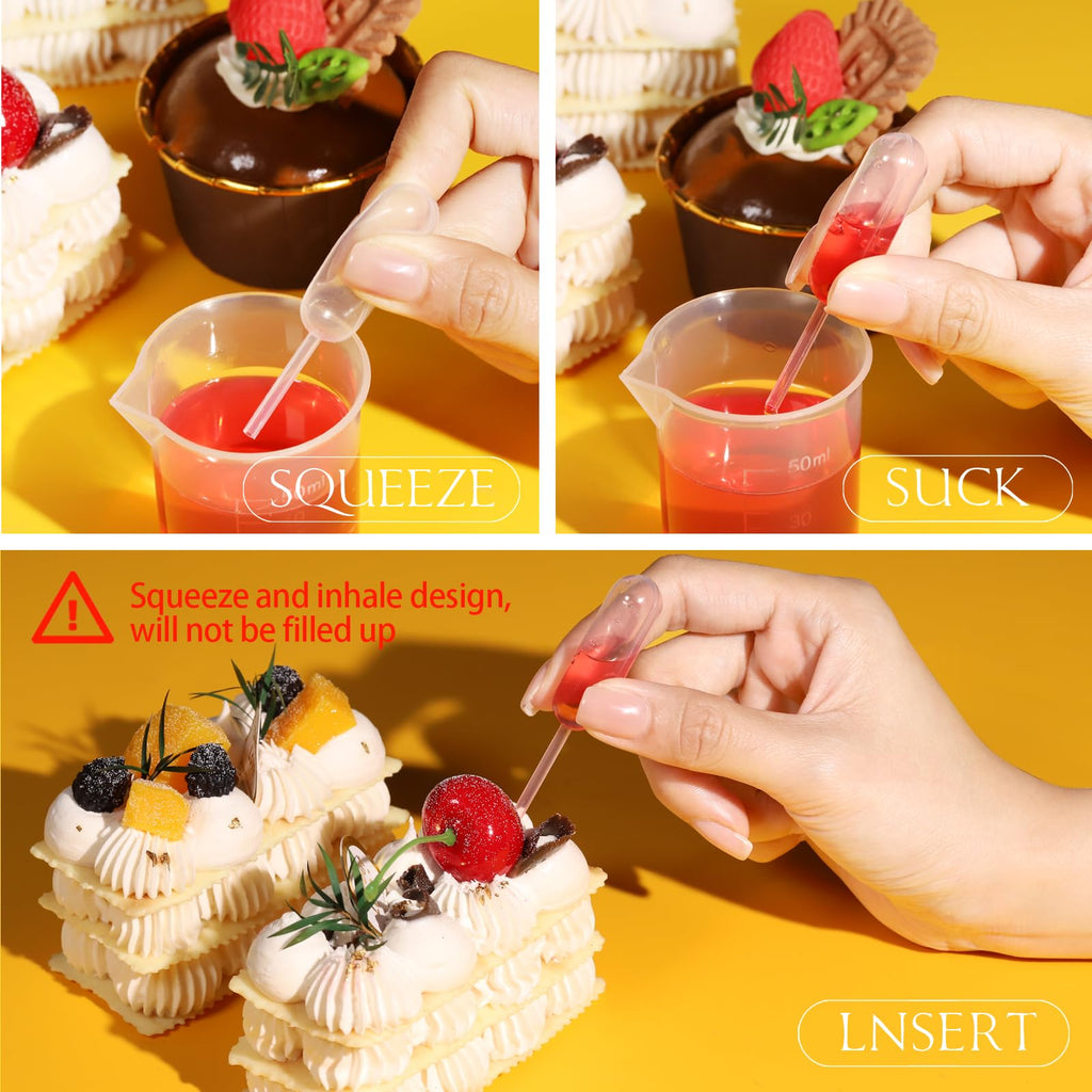 60Pcs 4ml Squeeze Cupcake Pipettes, Alcohol Infuser Plastic Pipettes Dropper Squeeze Dropper Disposable Mini Flavor