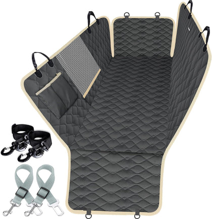 Dog Car Seat Covers for Back Seat with 2 Seat Belts, Universal Fit
