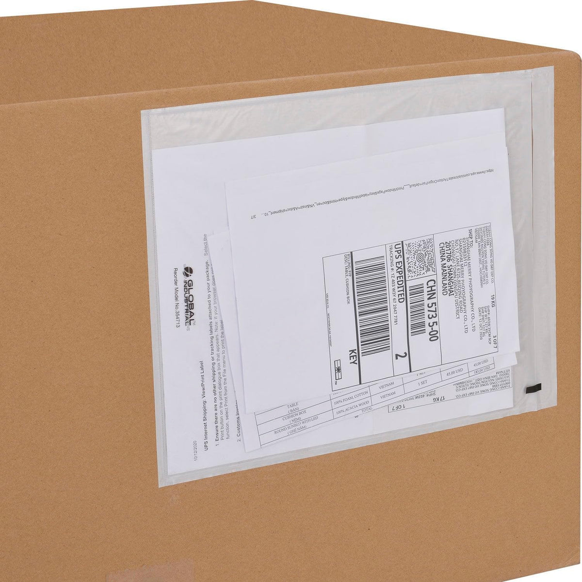 Side Opening Packing List Envelopes with Adhesive Backing, 2 Mil Thick, 12"L x 9-1/2"W, Clear, 500/Pack, Packing Slip