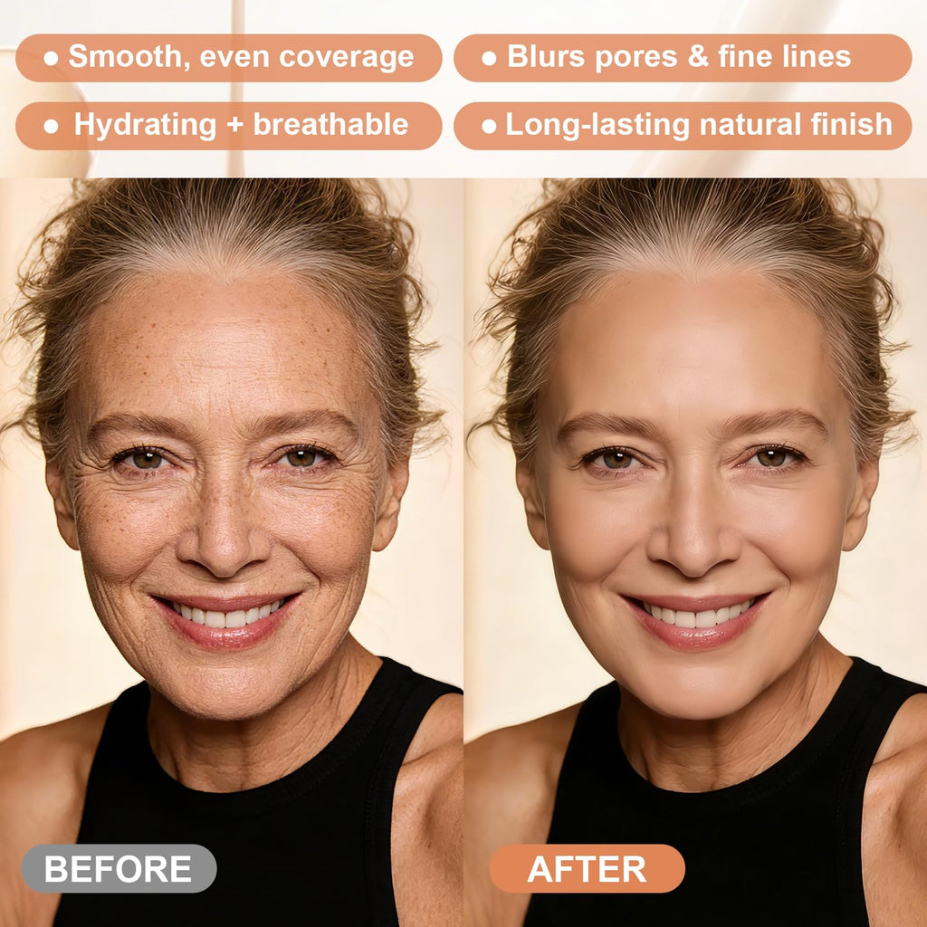 Natural Glow - Ideal for Light/Medium Complexions, Mushroom Head Air Cushion CC Cream - BB Cream Foundation for Older