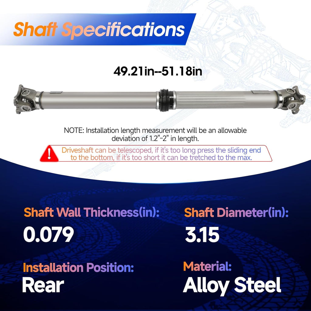 Rear Drive Shaft Driveshaft Prop Shaft Assembly Fit for Ford Explorer 2002-2010 4.0L/4.6L 4WD Replace# 1L2Z4602EA, 1L2Z4602EB