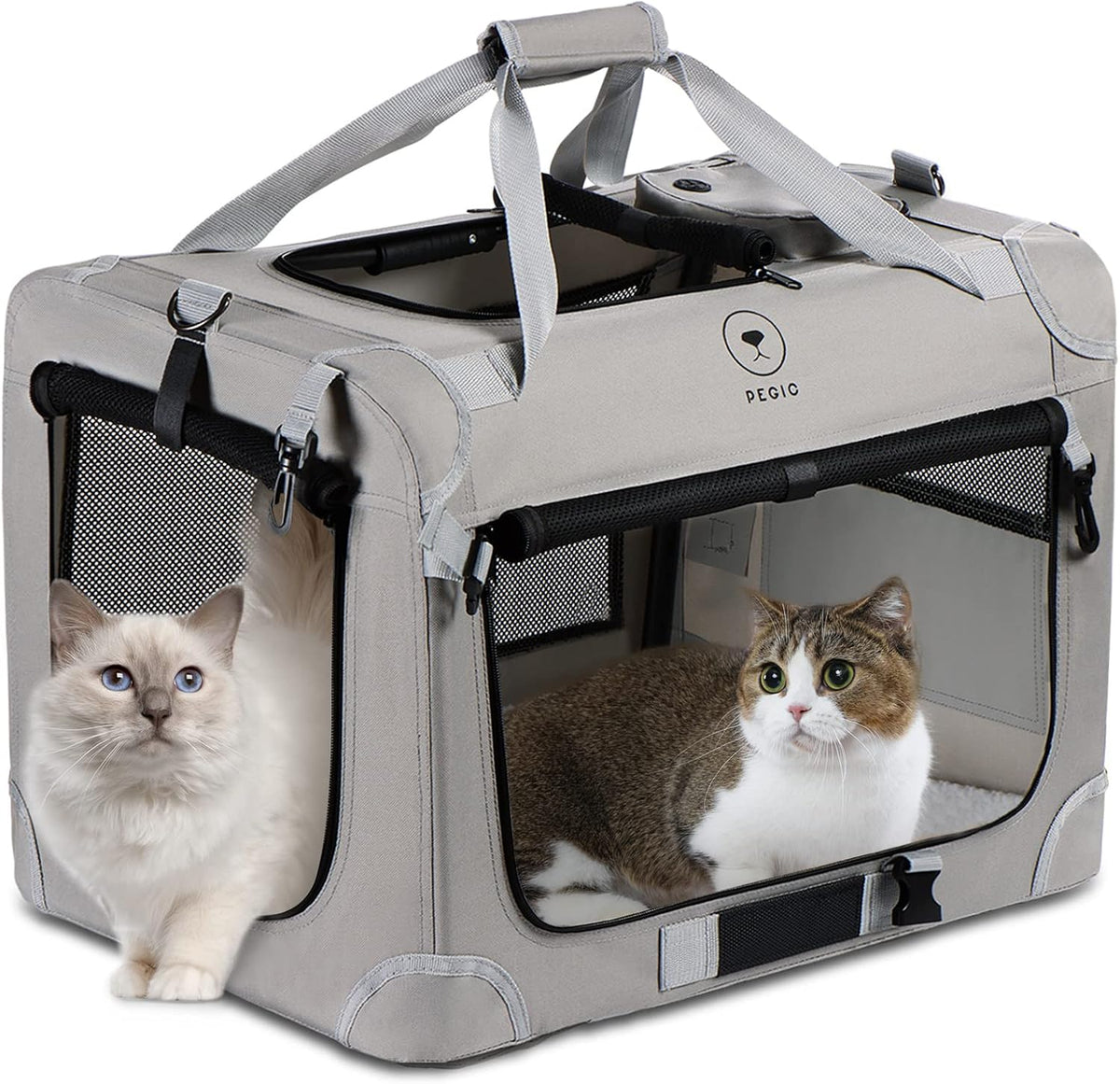 Extra Large Cat Carrier for 2 Cats, Grey, X-Large