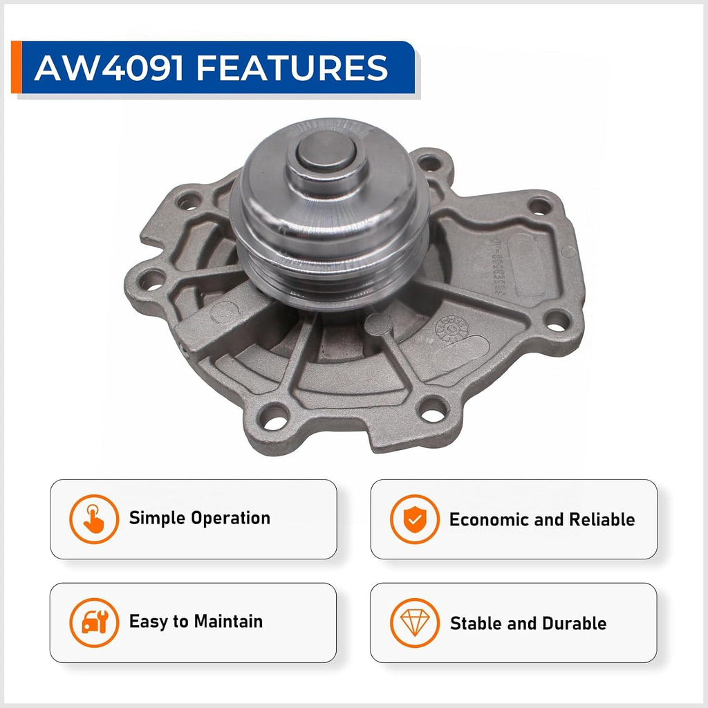 MACEL AW4091 125-1910 Water Pump with Gasket,2.5L 3.0L