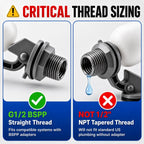 2 Pack 1/2 Inch Straight Thread Auto Fill Float Valve, Automatic Water Level Control Valve with 225° Adjustable Arm for Water Tank, Pond, Chicken Waterer, Livestock Trough