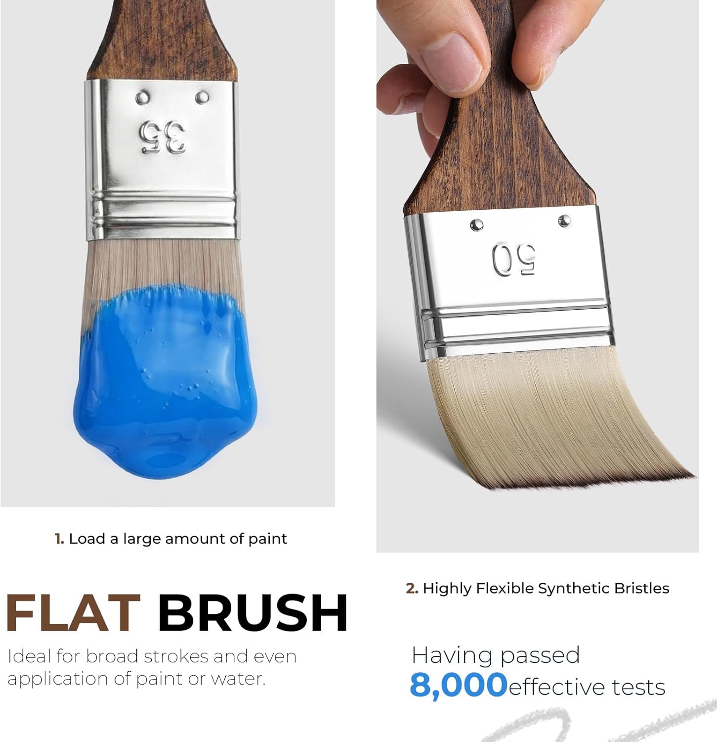 25pcs Paint Brush Set, Professional 9 Shapes with Wide Flat, Filbert, Fan, Dagger, Cat Tongue, Round, Angle, Rigger