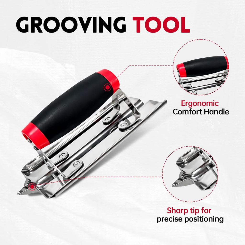 3-Pack Stainless Concrete Finishing Trowel set, Edger & Groover | 3-piece concrete trowel set, 11"x4" finishing