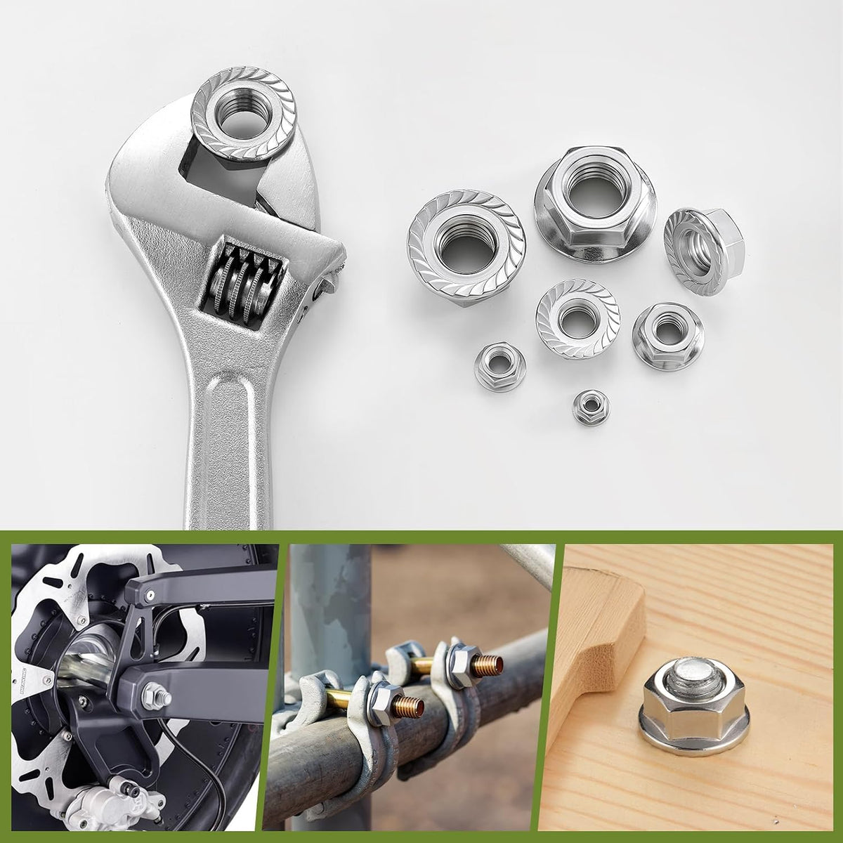 M4 Flange Nuts 220Pcs, Metric M4-0.7mm Serrated Flange Hex Nuts 304 Stainless Steel 18-8, Bright Plain Finish