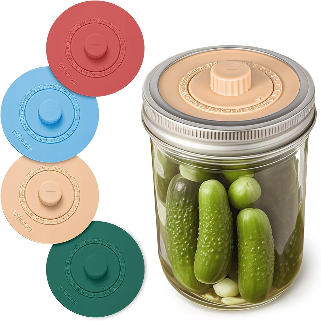 Original Patented Airlock Fermentation Lids for Wide Mouth Mason Jars, Fermenter Caps, Fermentation Kit for