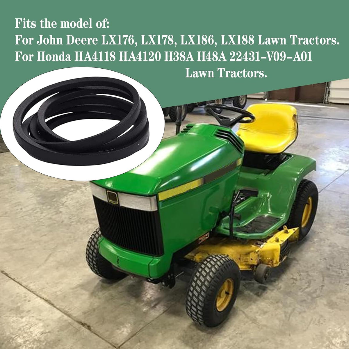 M110978 Lawn Mower Drive Belt for John Deere LX172 LX173 Honda 22431-V09-A01 HA4118 H38A H48A, 1/2" x 102 1/4"