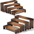 2 Set wood tone Wooden Tiered Display Stands 4 Tier Stackable Pine Wood Display Risers, Suitable for Vendor Events