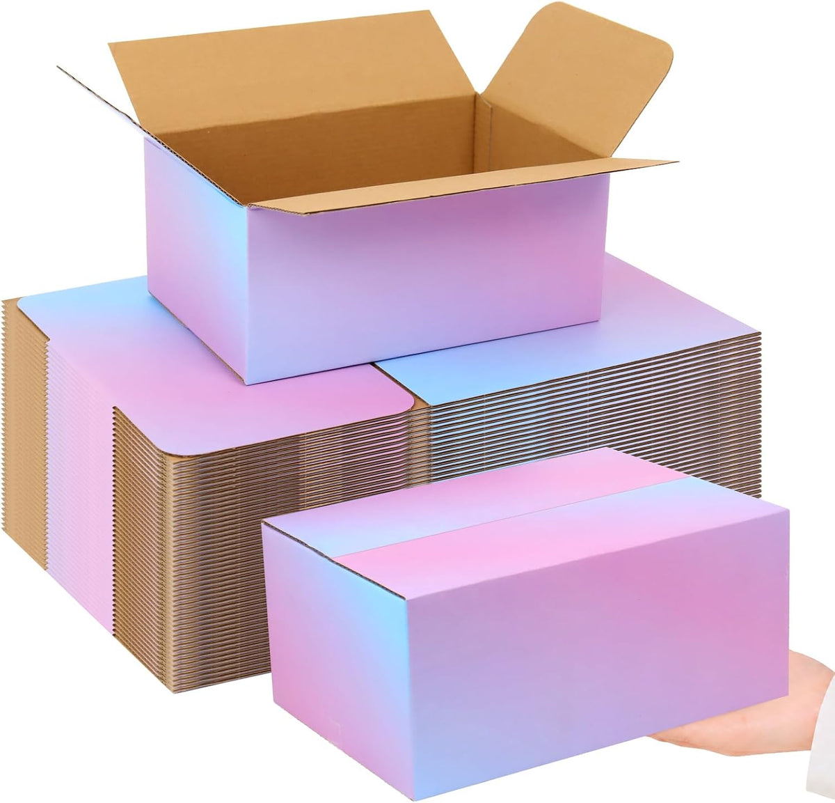 Shipping Boxes Medium 9x6x4 Inches, 30 Pack Mailer Packaging Boxes Bulk, Pink Blue Corrugated Cardboard Boxes for