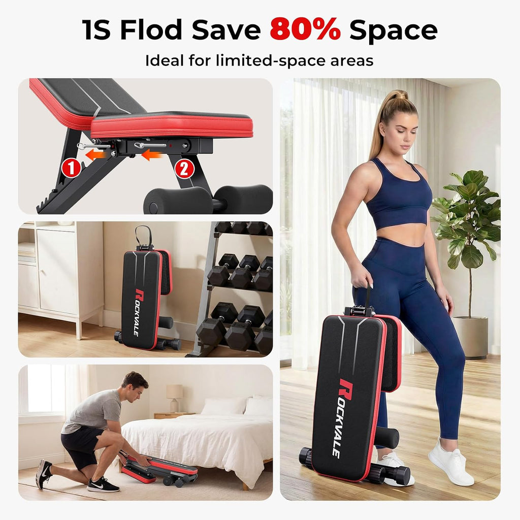 95% Pre-assemble Adjustable Weight Benches for Home Gym, 9 Backpad Positions Workout Bench, 660lb Compact Bench Press