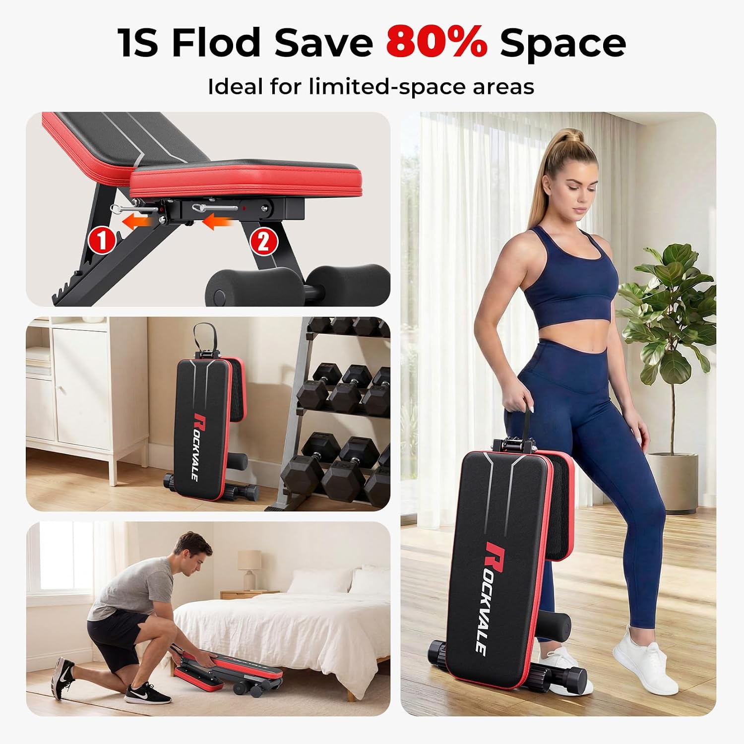 95% Pre-assemble Adjustable Weight Benches for Home Gym, 9 Backpad Positions Workout Bench, 660lb Compact Bench Press