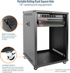 Tecmojo 15U Portable Rolling Network Rack, 4-Post Mobile Open Frame Server Rack with Wheels, Free Standing Server Cabinet for Computer/Data/AV/IT Equipment/Network Equipment