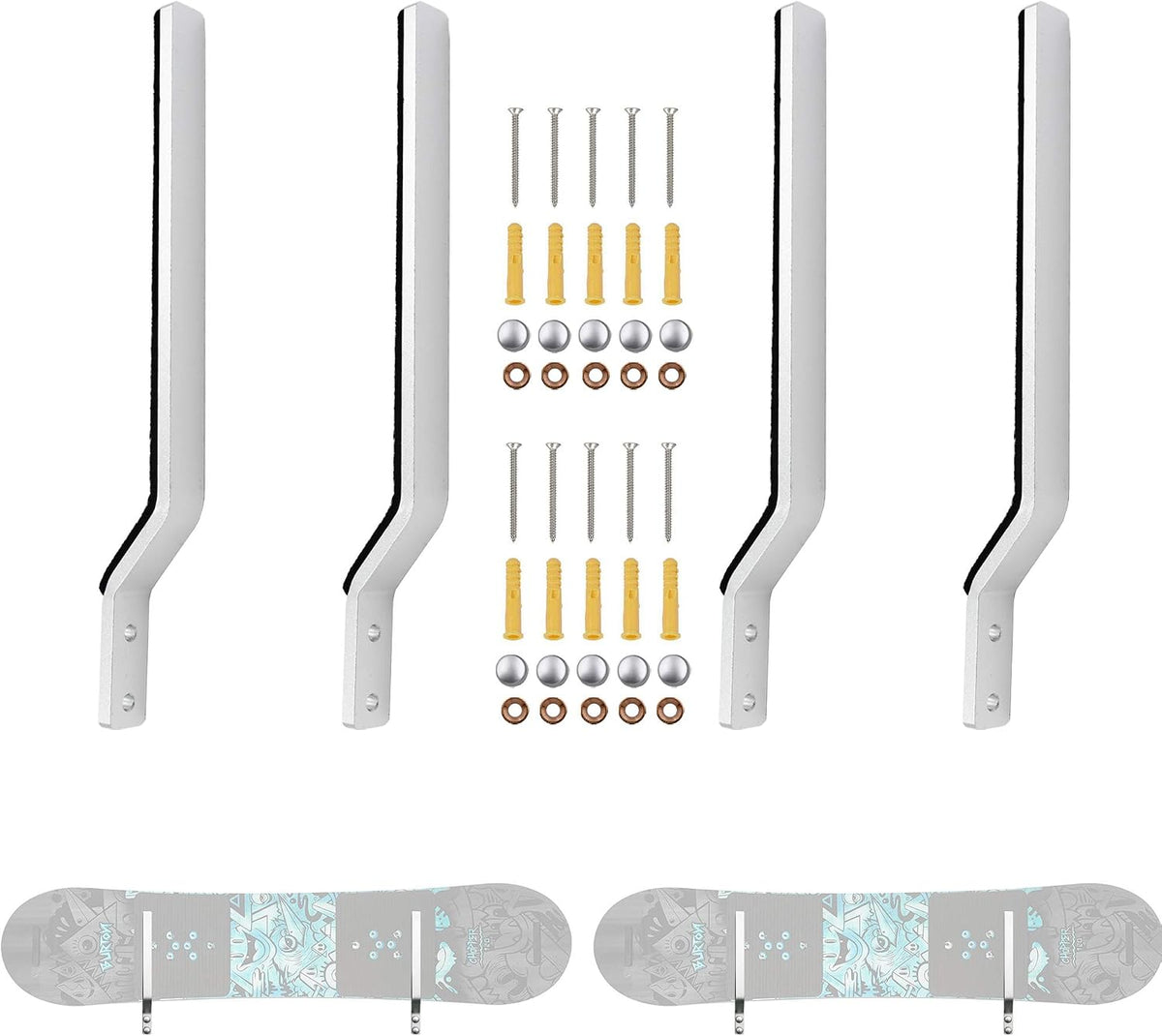 Snowboard Storage Rack Wall Mount Wall Holder - Hardware Included-Hold 2 Boards