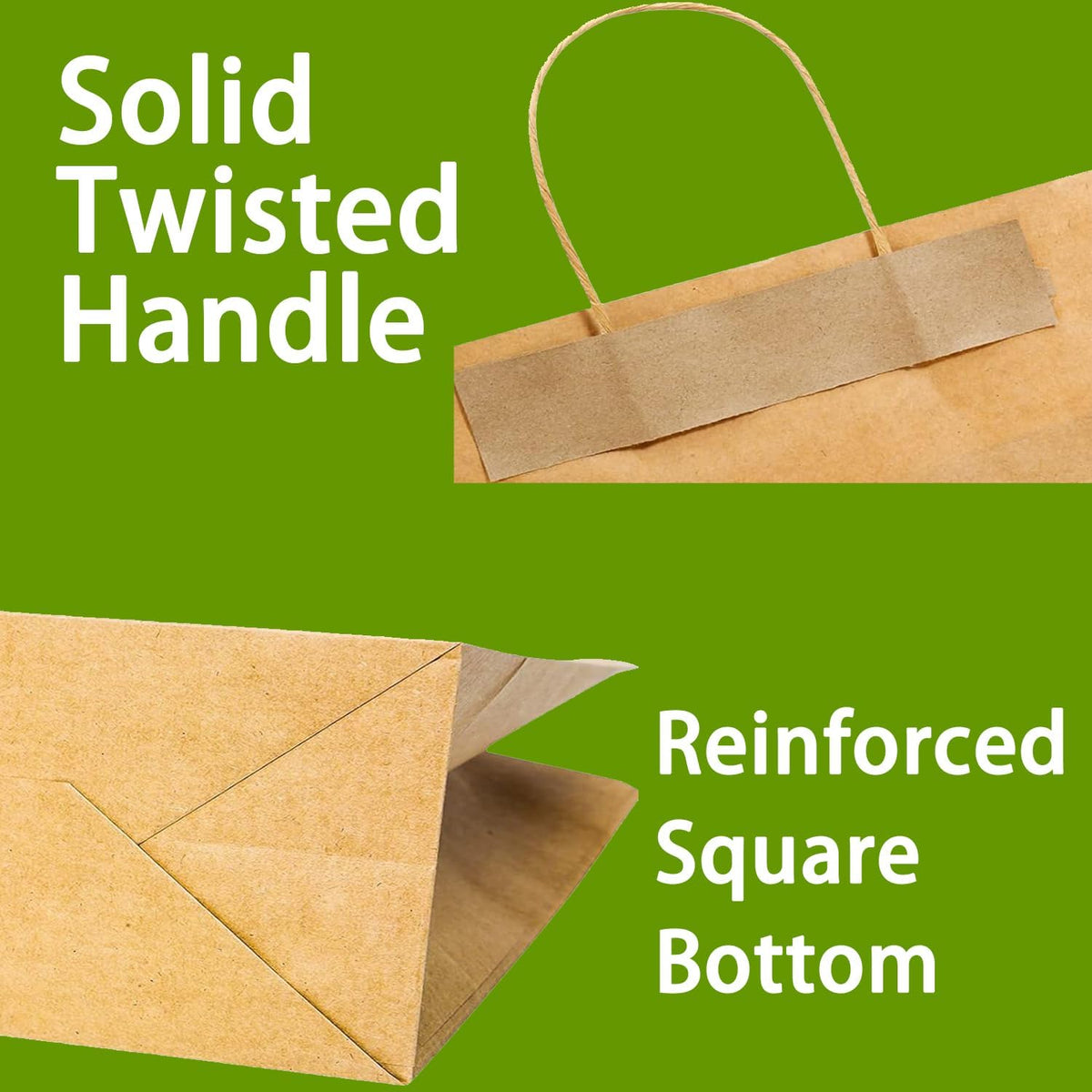 Brown Kraft Paper Bags with Handles 16x6x12, 100PCS