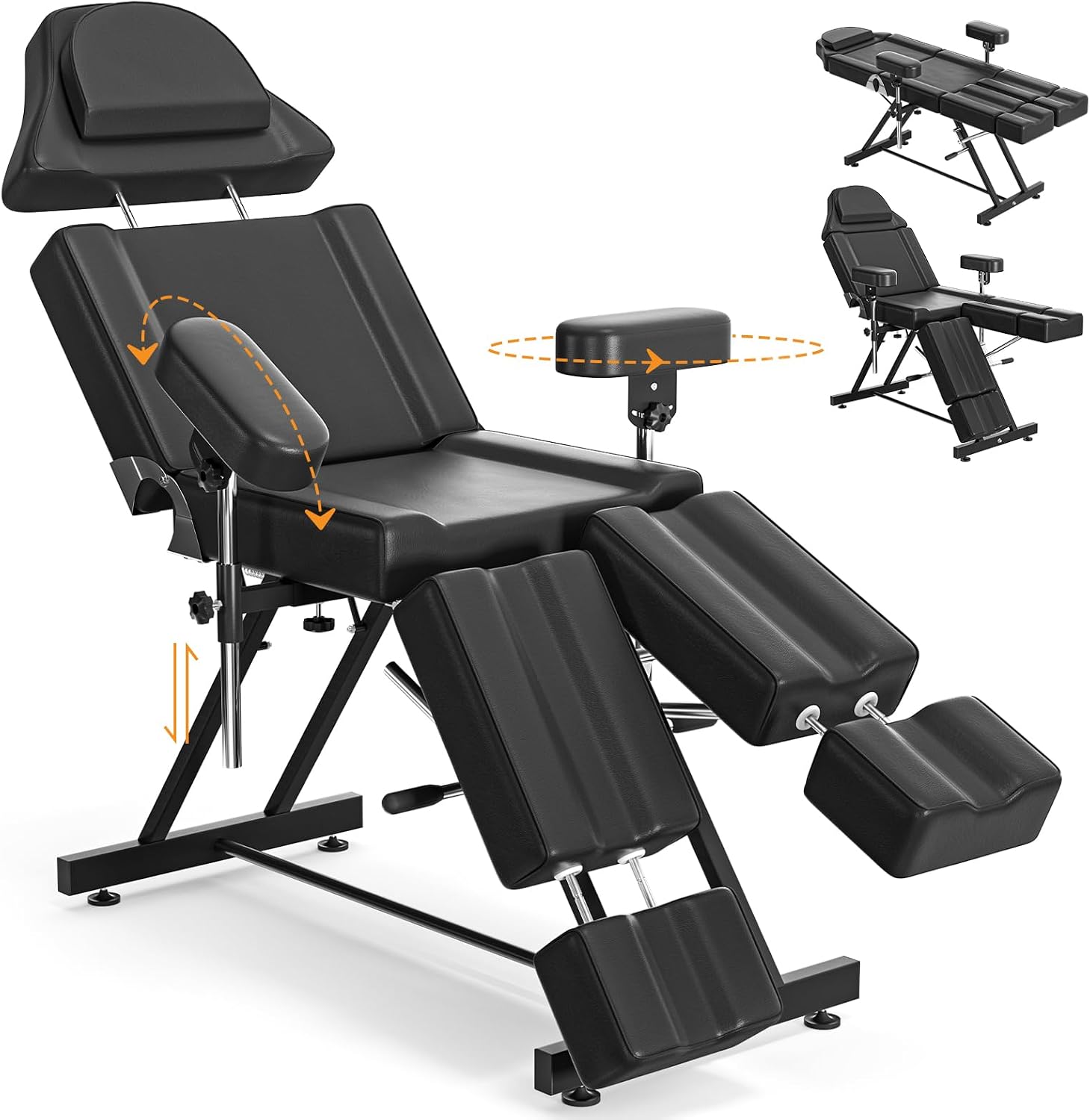 Tattoo Chair for Client, Spa Bed Adjustable Armrests Split Legs