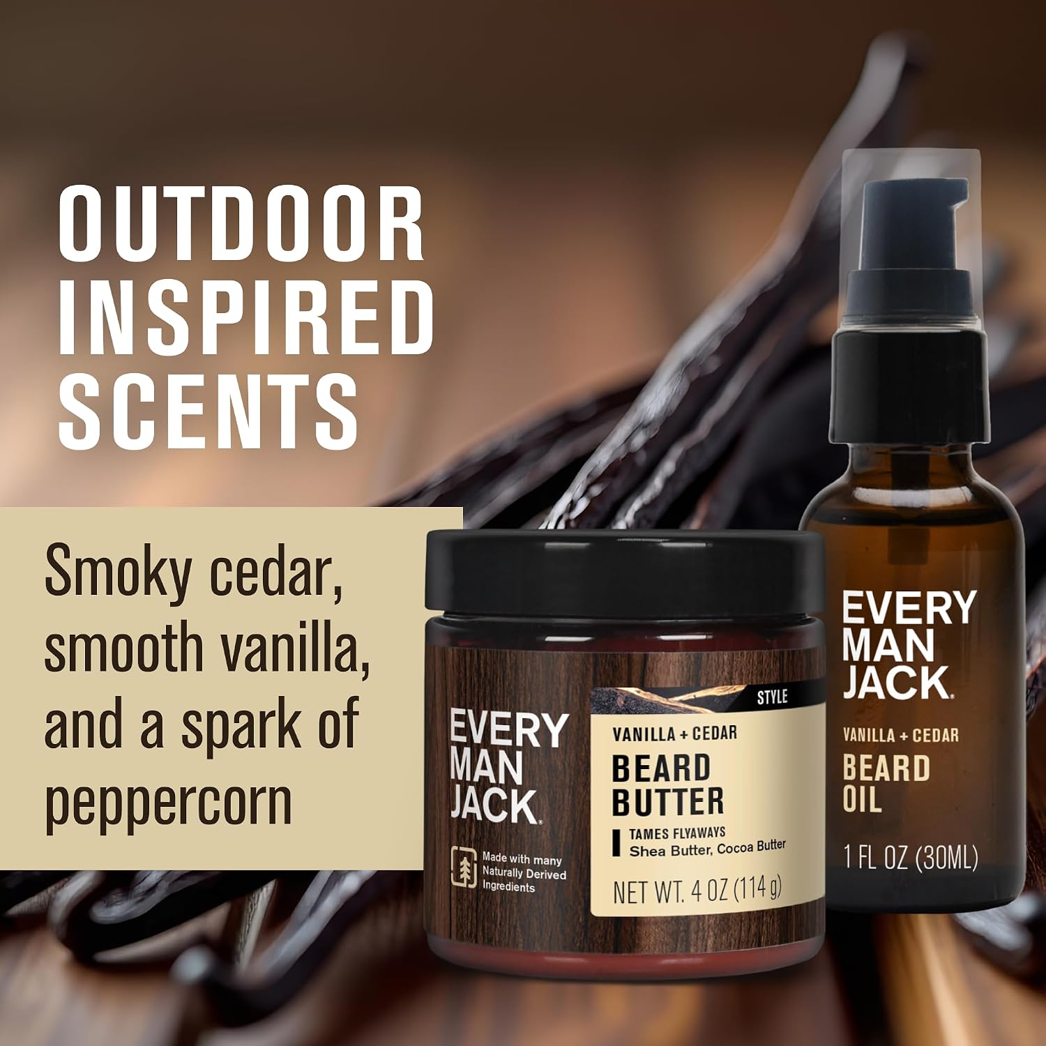 Hydrating Beard Oil & Butter for Men, Vanilla Cedar | Condition, Soften & Style Dry Beard & Scruff, Naturally Derived