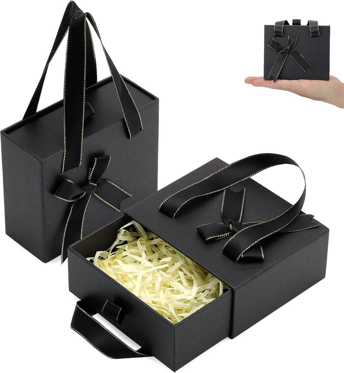 2pcs 4.7x3.9x2'' Small Gift Boxes for Men, Black Gift Card Box