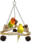 Bird Swing for Cage with Chew Toys, 3 Sisal-Wrapped Stable Perches(S) | Stable Triangle Design Parrot Perch Swing