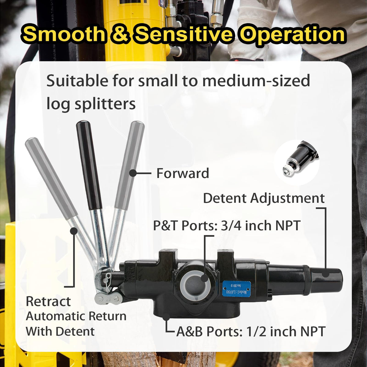 JAHEZYAN Hydraulic Log Splitter Directional Control Valve, 25GPM, Easy Use