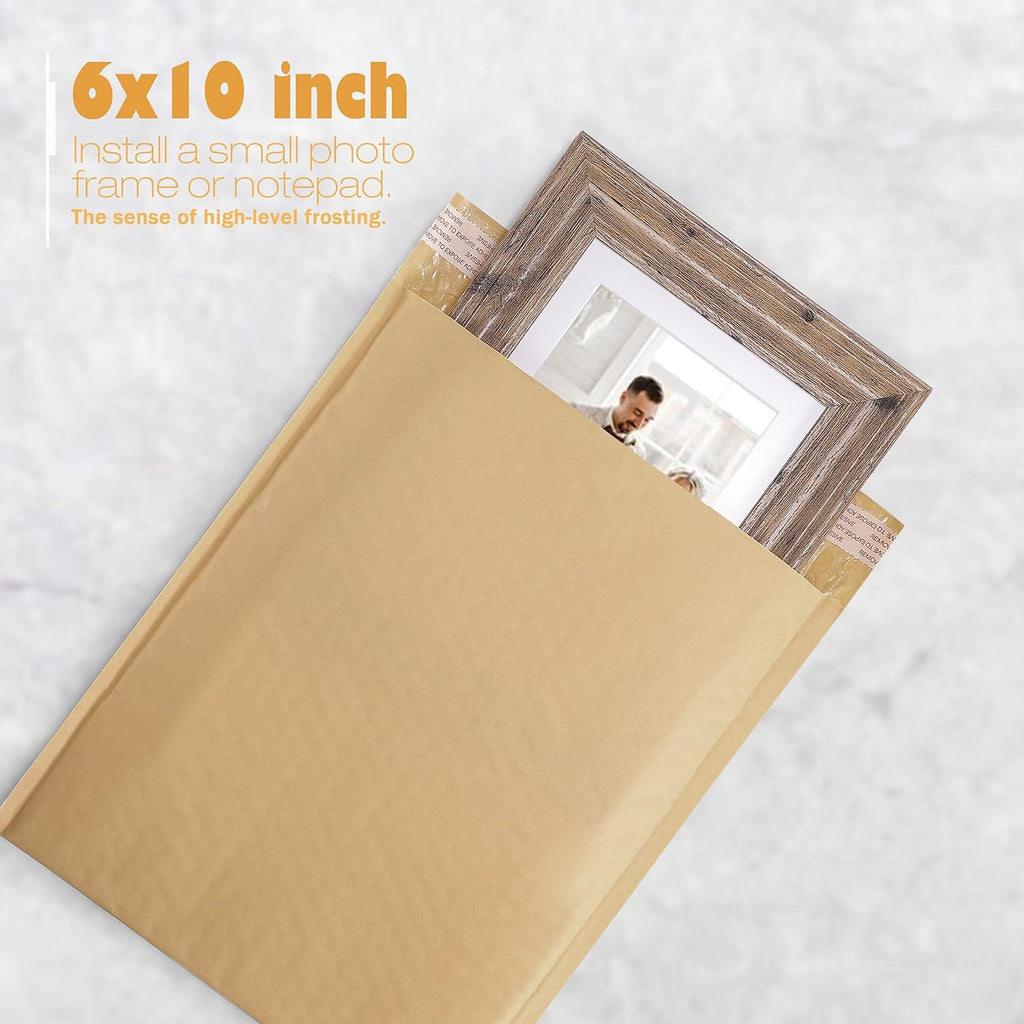 Kraft Bubble Mailers 6x10" Padded Envelopes Brown 50 Pack Seal